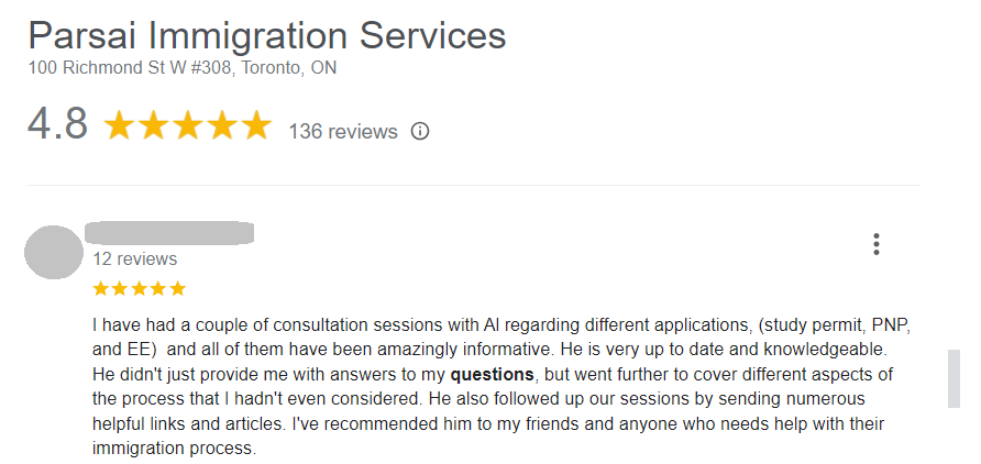 A testimonial by a satisfied consultation client.